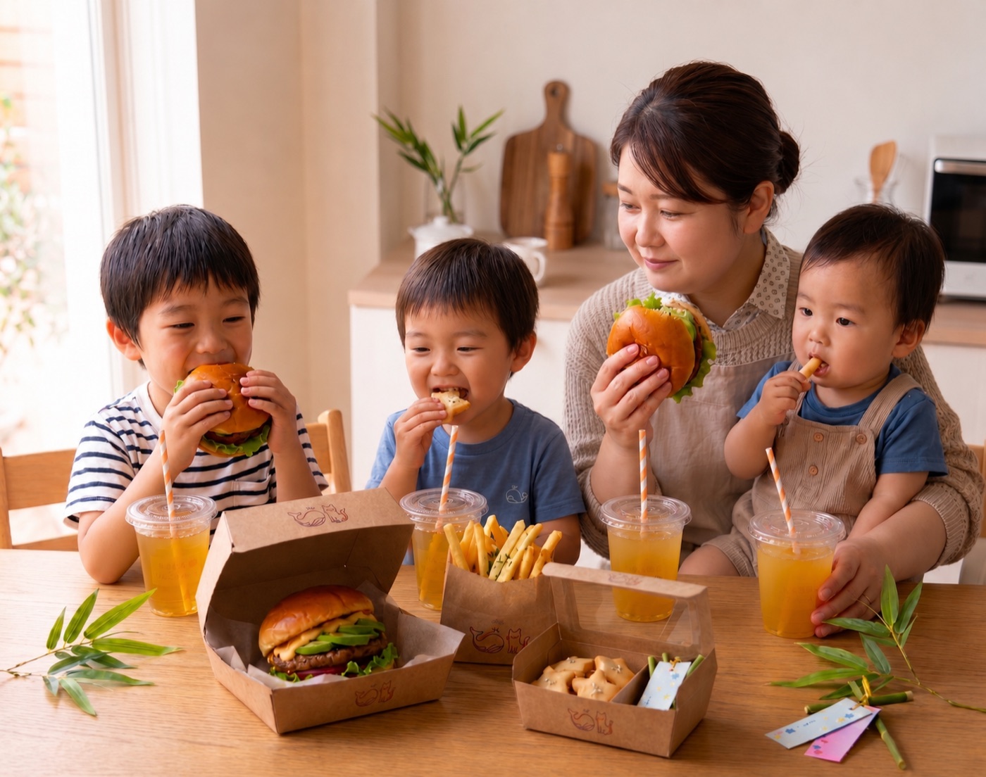 家族でスターライトバーガーを楽しむ様子